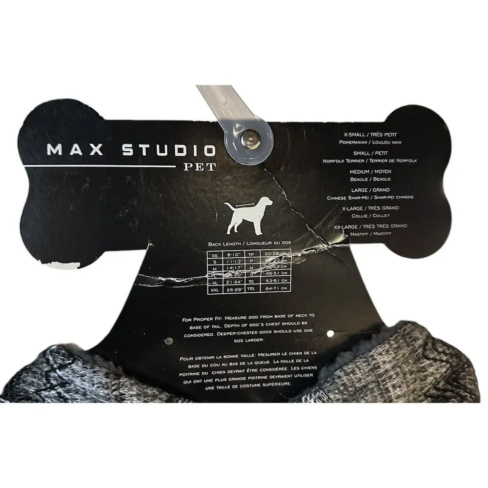 Max Studio Pet Apparel Fleece Lined Dog Coat Sweater Jacket Size Medium *NEW